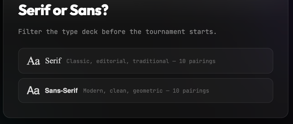 Serif vs sans serif selection