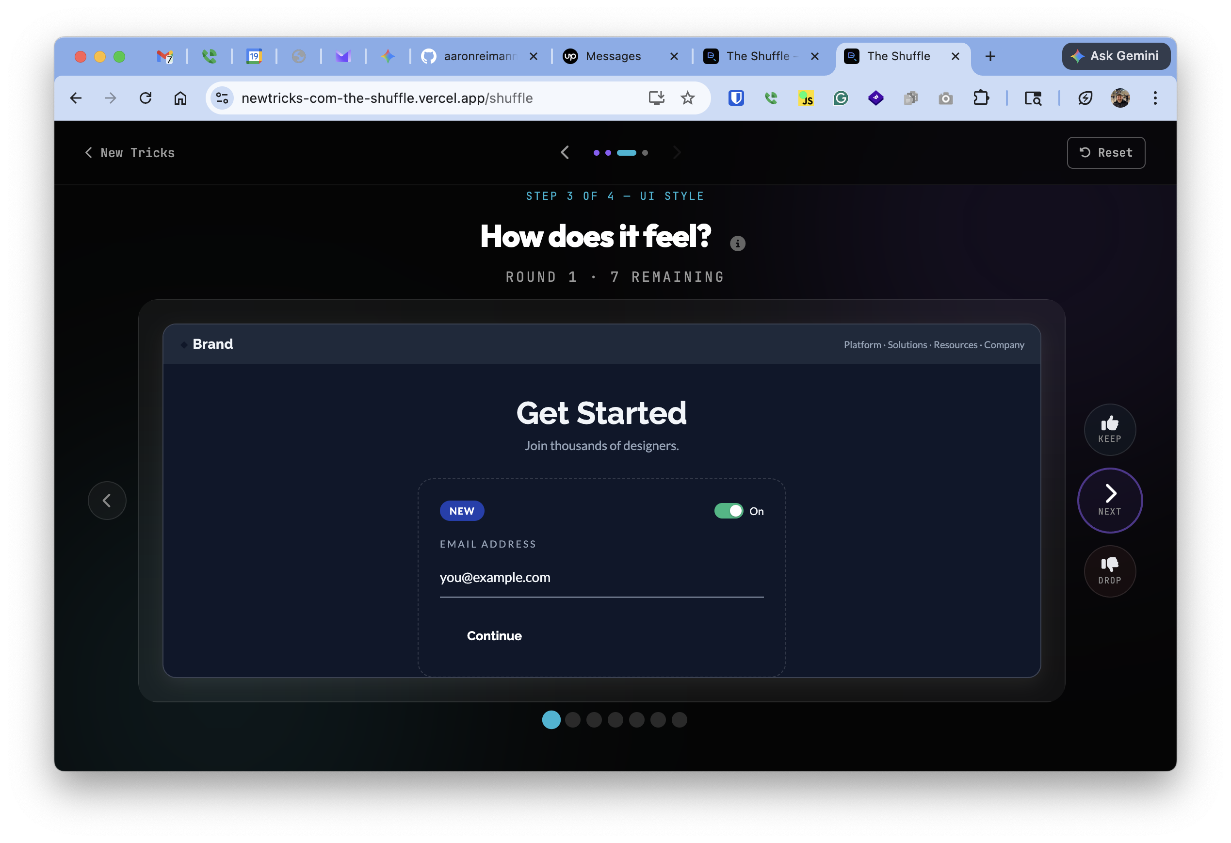 UI architecture selection